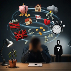 Entrepreneur réfléchissant au développement de son activité et à sa subsistance